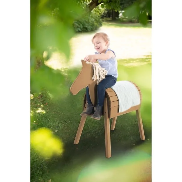 ROBA Cheval d'Extérieur en Bois Massif pour Enfant - sans Bascule - Cheval de Jeu en Brun-3