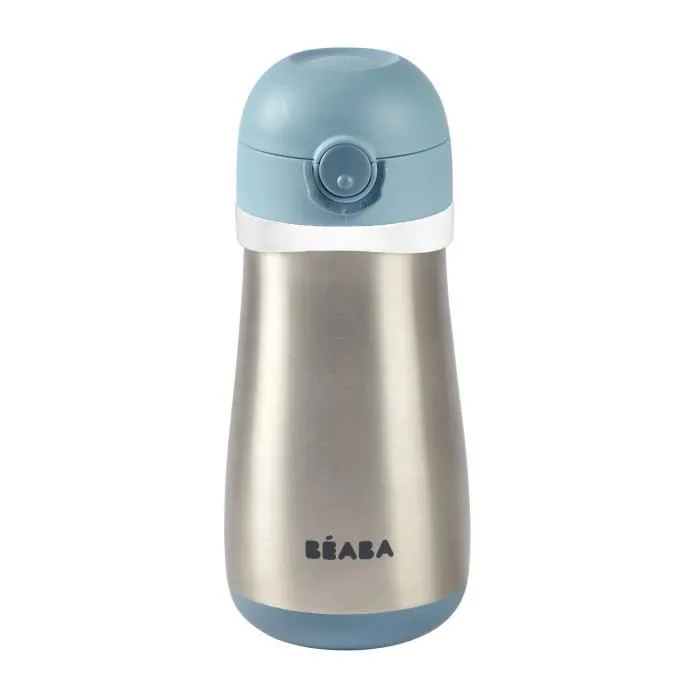 BEABA, Gourde inox 350 ml + anse - windy blue-0