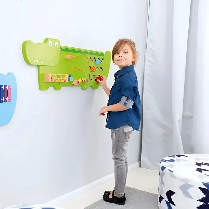 Panneau d'activités mural - Viga Toys - Crocodile - Motricité fine - Apprentissage - 12 mois et plus-1