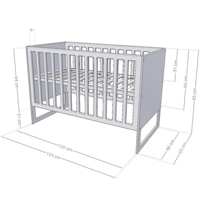 Lit bébé CHRUPPY 60 x 120 cm blanc et naturel-2