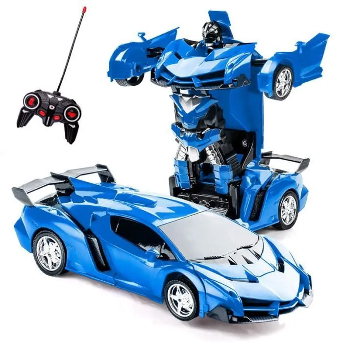 Voiture télécommandée 2 en 1 transformable en robot - SHOP-STORY - Bleu - Pour enfant à partir de 3 ans-1