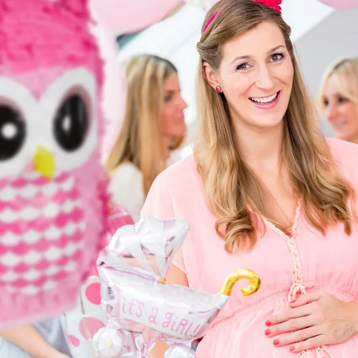 Relaxdays Pinata hibou, mignon, à remplir soi-même, anniversaire, à suspendre, pour enfants, rose-4