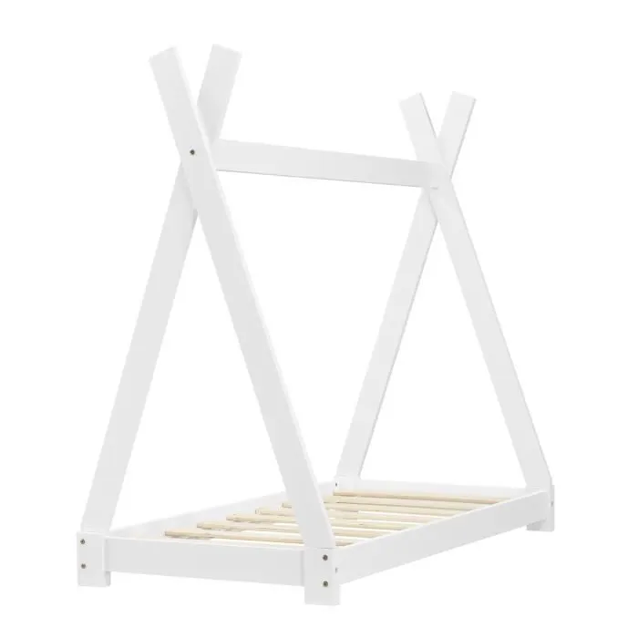 Lit Tipi pour Enfants avec Matelas Orthopédique Onejda Blanc 70 x 140 cm [en.casa]-2