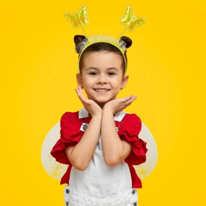 Costume d'abeille pour enfants - Relaxdays - Ailes, serre-tête, jupe & baguette magique - Noir-jaune-2