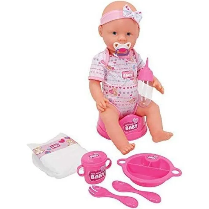 Poupée Enfant - SIMBA - New Born Baby - Fonction Pipi - Rose - 43 cm-0