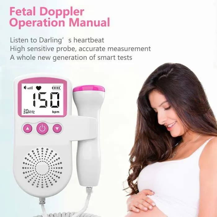Moniteur de fréquence cardiaque fœtal - Joulli - Doppler - Rose - Compact - Haute performance-2