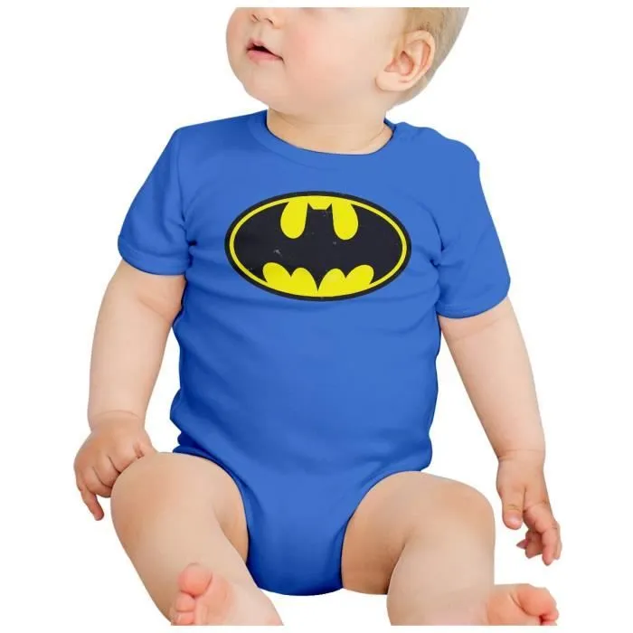 Body Bébé Manche Courte Bleu Batman Logo Super Héros BD Film Geek-1