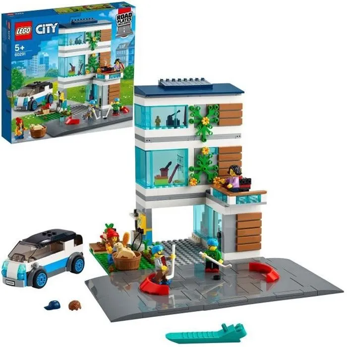 LEGO® City 60291 La maison familiale, Jeu de construction écologique avec plaques de route et figurines-0