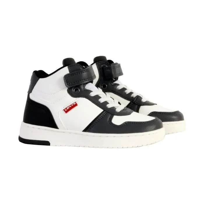 Basket Montante Junior - Levi's - Kick Mid - Blanc/Noir - Scratch - Confort Exceptionnel-2