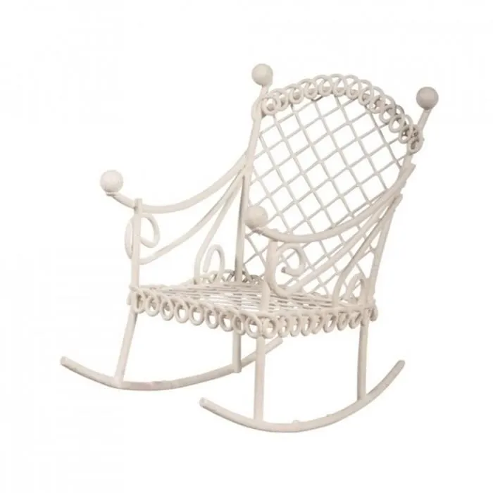 Accessoire mini jardin - Rayher - Chaise à bascule - Métal blanc - 5.3 cm x 8 cm x 5 cm - Mixte-0