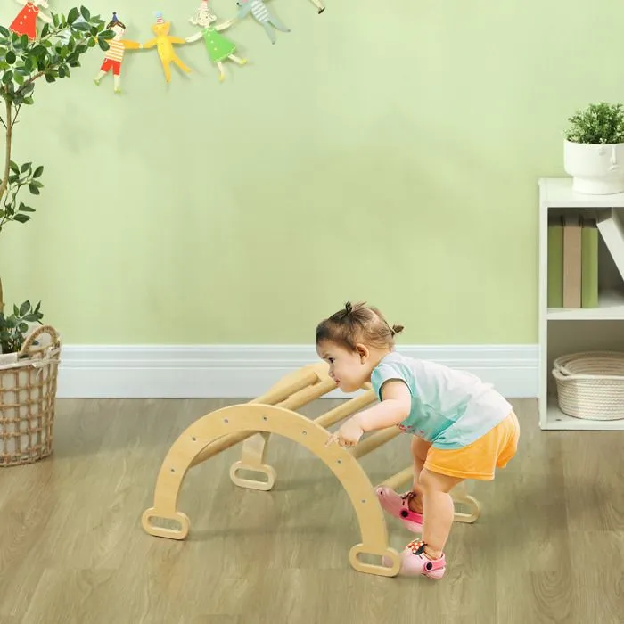 Arche escalade enfants AIYAPLAY bascule en bois d'intérieur pour garçons & filles, tout-petits de 18 à 48 mois, bois naturel-1