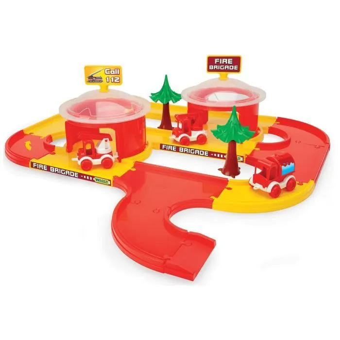 Wader 53510 Play Tracks Ensemble de pompiers de la ville Série Kid Cars-0