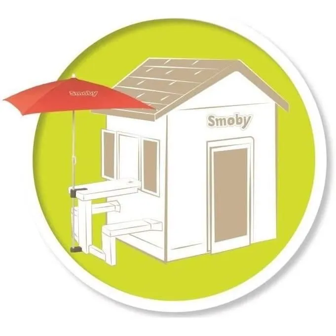 Smoby - Parasol pour tables pique-nique - 80 x 90 cm - Rouge-1