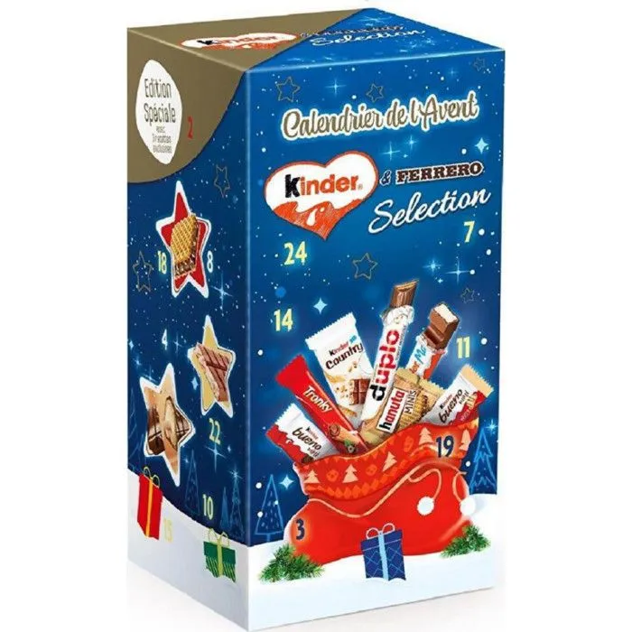 Calendrier de l'Avent - KINDER - Chocolats et biscuits - Mixte - À partir de 3 ans - Couleur Noël-0