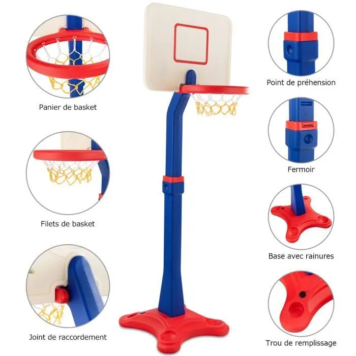 COSTWAY Pannier de Basket-ball, Hauteur Réglable entre 160 à 216 cm, Idéal pour Intérieur et Extérieur, Pour Enfant de 3 Ans et Plus-2