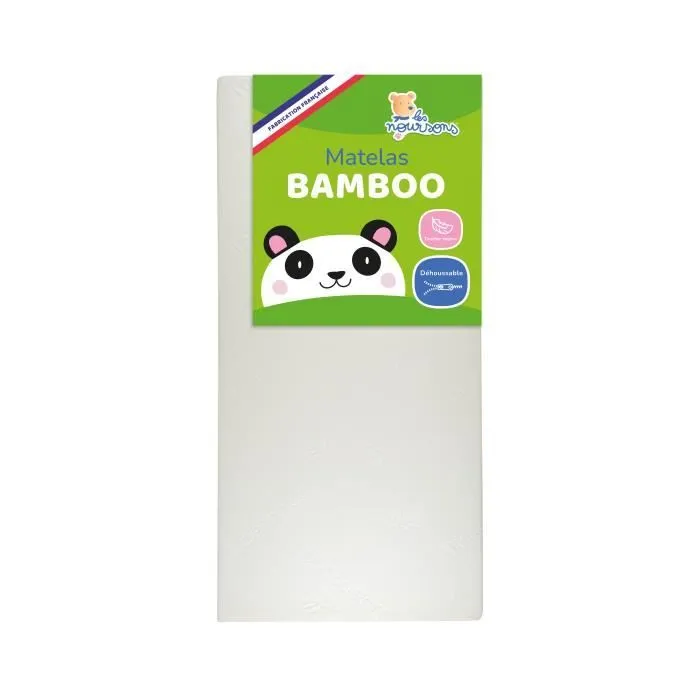 Matelas Bébé Bamboo - 60x120 cm - Doux et Absorbant - Sans Traitement chimique - Fabrication Française-1