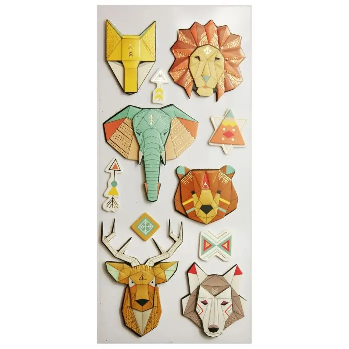 Autocollants en relief à dorures- Origami Animaux-2