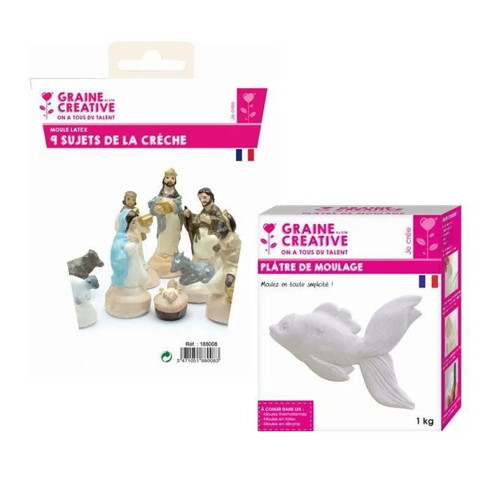 9 moules en latex Santons - Crèche de Noël + Plâtre 1 kg-0