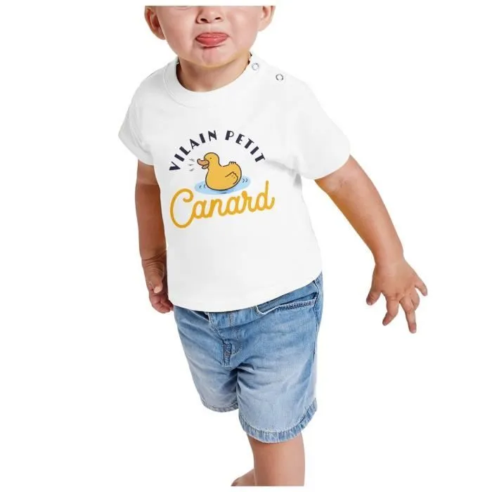T-shirt Bébé Manche Courte Blanc Vilain Petit Canard Enfant Expression-1