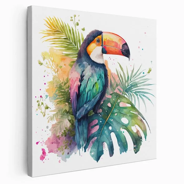 Tableau toile Enfants Carré - Toucan Tropical 3617681187936 - 20x20 cm-0