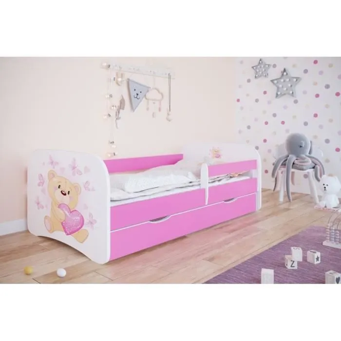 Lit enfant Kocot Kids Babydreams - Nounours rose - Avec tiroir - Matelas 160/80-0