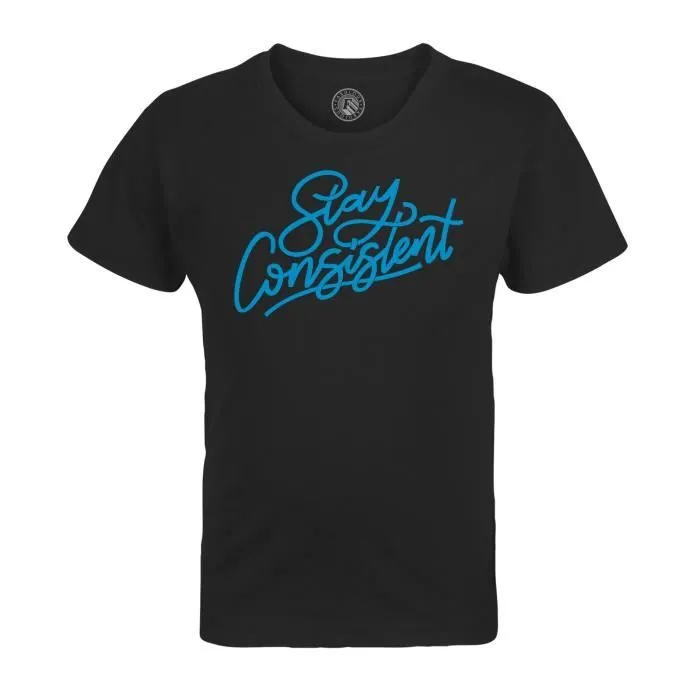 T-shirt Enfant Noir Stay Consistent Typographie Message Motivation Self Care Bien Etre-0