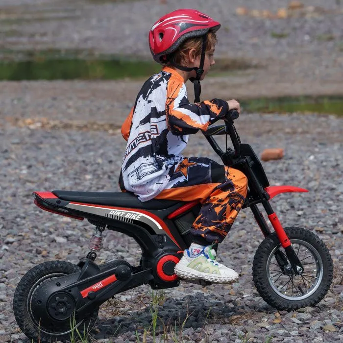Moto cross électrique pour enfant - HOMCOM - effets sonores 2 vitesses 8 et 16 km/h batterie 12V moteur puissance 350 W rouge-1