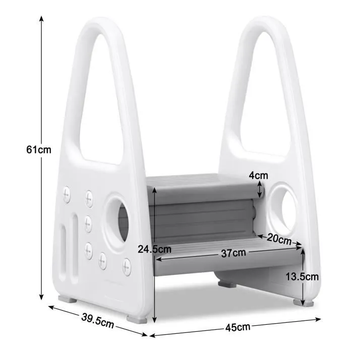 XMTECH Marche Pieds Bebe,Marchepieds d’Enfant Escabeau avec Accoudoirs,Tabouret Antidérapant pour Salle de Bains-Toilette Gris-1