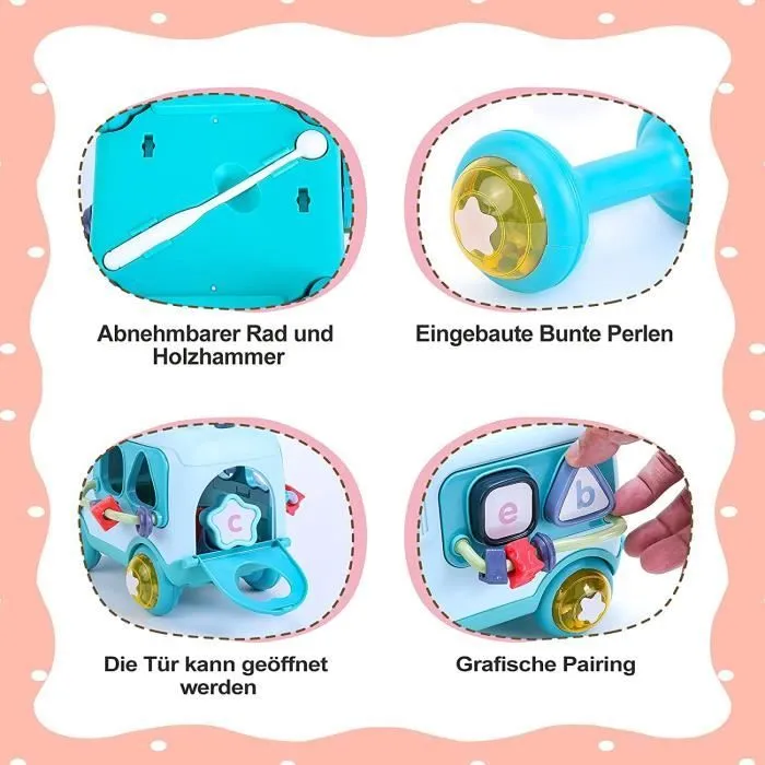 Jouet D'activite Bebe,Jouet de Bus avec xylophone, Cadeau éducatifs Interactifs pour Petite Enfance-2