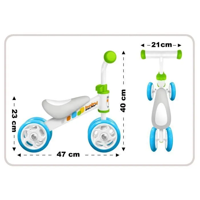 Draisienne Baby Walker Skids Control - Cadre acier ergonomique - 4 roues PVC - Confortable et sécurisé - Vert-2