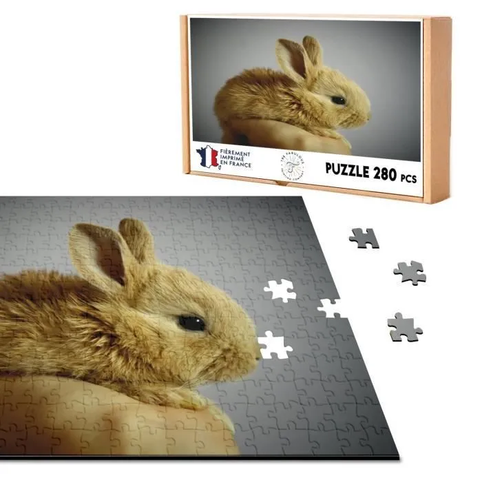 Puzzle Classique 280 pièces Lapin Nain Trop Mignon Poilu Beige Animal De Compagnie-0