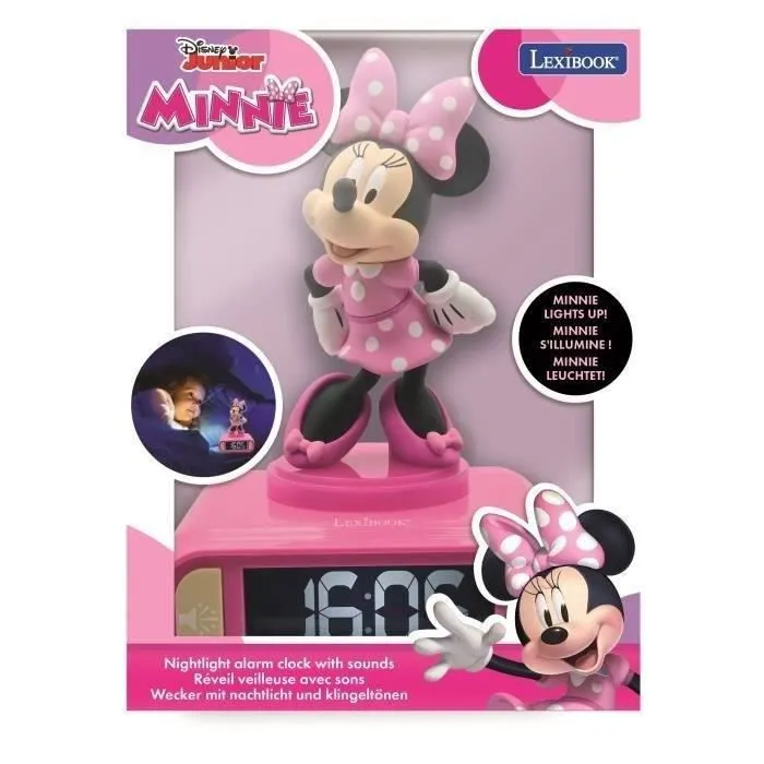 Réveil digital Minnie 3D avec veilleuse lumineuse et effets sonores - LEXIBOOK - Pile - Rose et noir-2