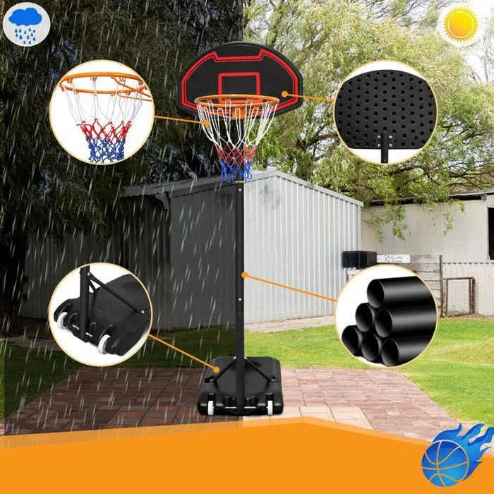 Panier de basket d'extérieur pour enfants Hauteur réglable de 156 à 208 cm Mini panier de basketball Avec roulettes pour enfants-2