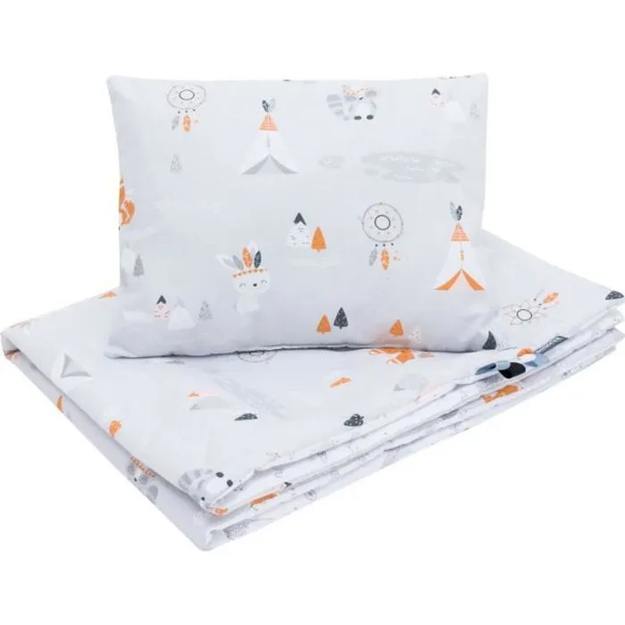 Bellochi Set de Couette Bebe 75x100 cm et Coussin Enfant 30x40 cm - Réversible et Lavable - Coton - Apanatschi-0