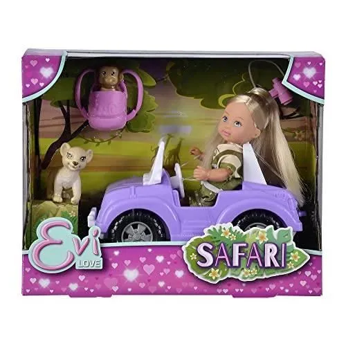 Poupée de jeu Evi Love - SIMBA - Tenue safari - Jeep violette - Animaux inclus-0