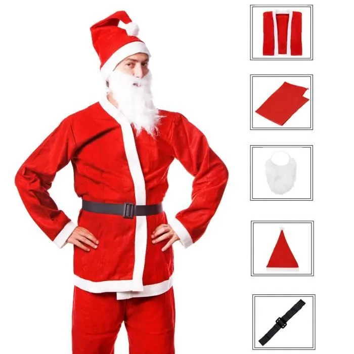 Déguisement Père Noël - SPRINGOS - 5 pièces - Rouge - Adulte - Mixte-0