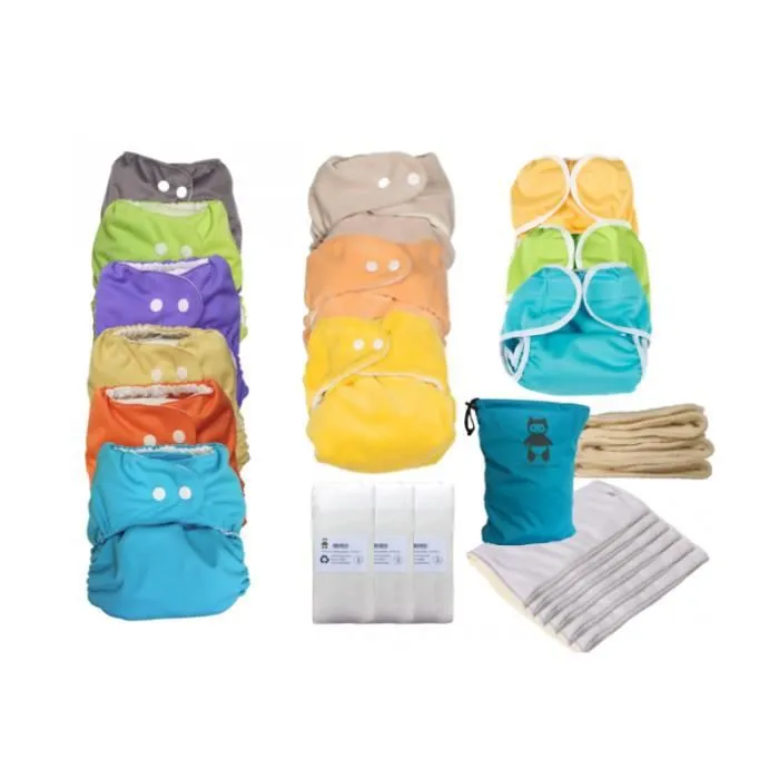 Pack Couches Lavables Complet - P'TITS DESSOUS - Gros Mouilleur - Taille Unique - Mixte - 15 unités-0