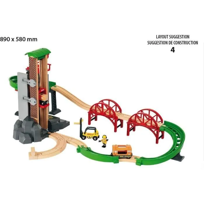 BRIO World Grand Circuit Plateforme Multimodale - Coffret 32 pièces - Circuit de train en bois - Ravensburger - Dès 3 ans - 33887-5