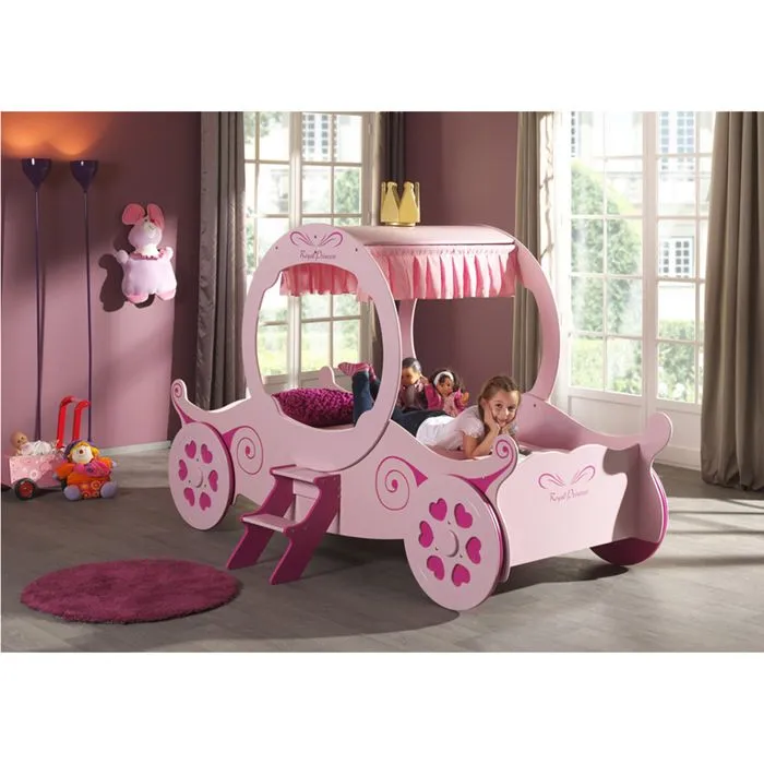 Lit enfant - Princesse Kate - MDF - 90x200 cm - 4 roues - 2 marchepieds-2