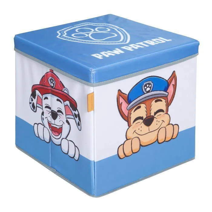 Tabouret Cube avec Rangement pour Enfant ROBA Pat'Patrouille - Motif Chiens Chase Ruben & Marcus - Bleu - Blanc-2