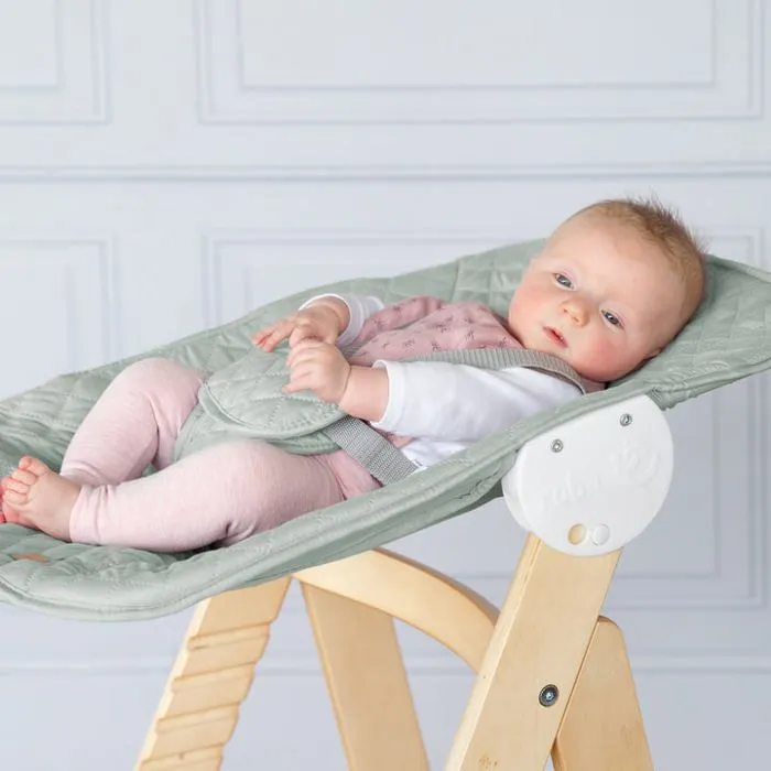 ROBA Chaise Haute Évolutive Born Up 2 en 1 + Transat Inclinable Vert Givré - roba Style - Dès la Naissance - Bois Naturel-4