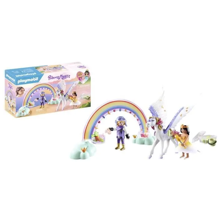 PLAYMOBIL 71361 Cheval ailé à décorer avec princesse, Princess Magic, chevalier et arc-en-ciel, Dès 4 ans-6