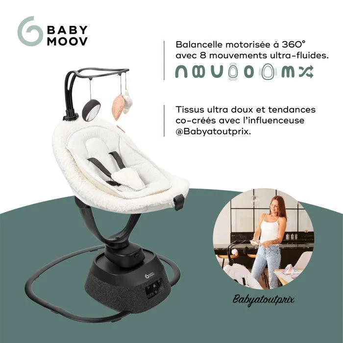 Babymoov Balancelle Bebe Electrique Swoon Evolution  - Berceuses et Arche de jeux intégrées-2