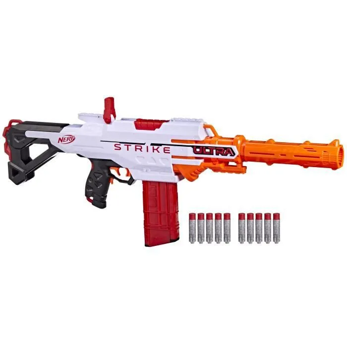 Nerf Ultra, blaster motorisé Strike, chargeur, 10 fléchettes AccuStrike, compatible uniquement avec fléchettes Nerf Ultra-1