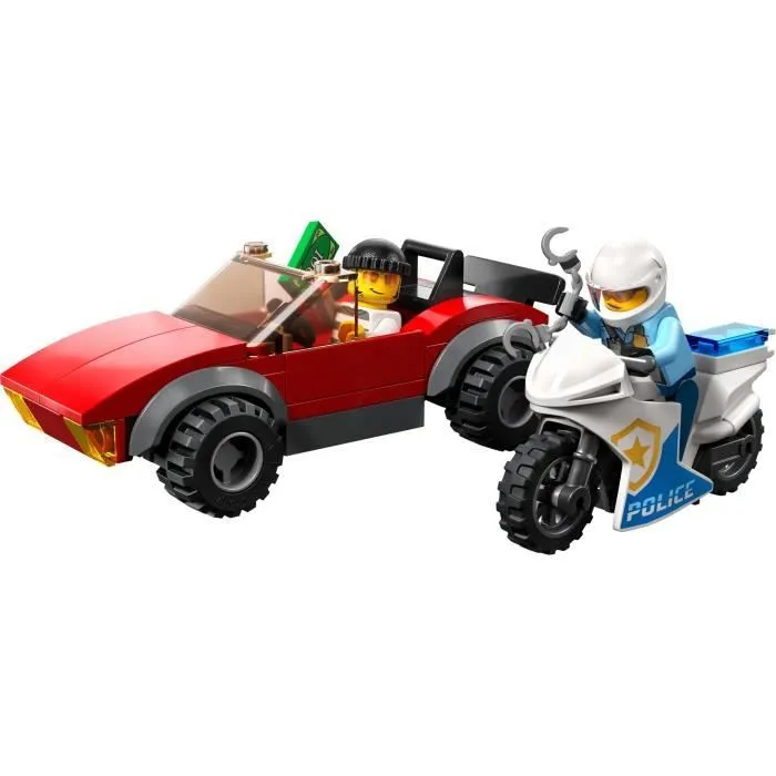 LEGO® City 60392 La Course-Poursuite de la Moto de Police, Jouet Voiture de Course et 2 Policiers-1