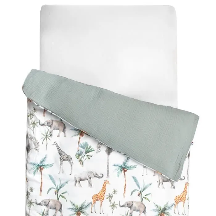 Housse de couette réversible Safari 100x140 cm Multicolore-0