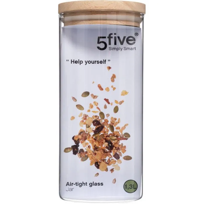 Bocaux de rangement en verre et bois couvercle hermétique Atmosphera - Bocal hermétique 1.3 Litre-2