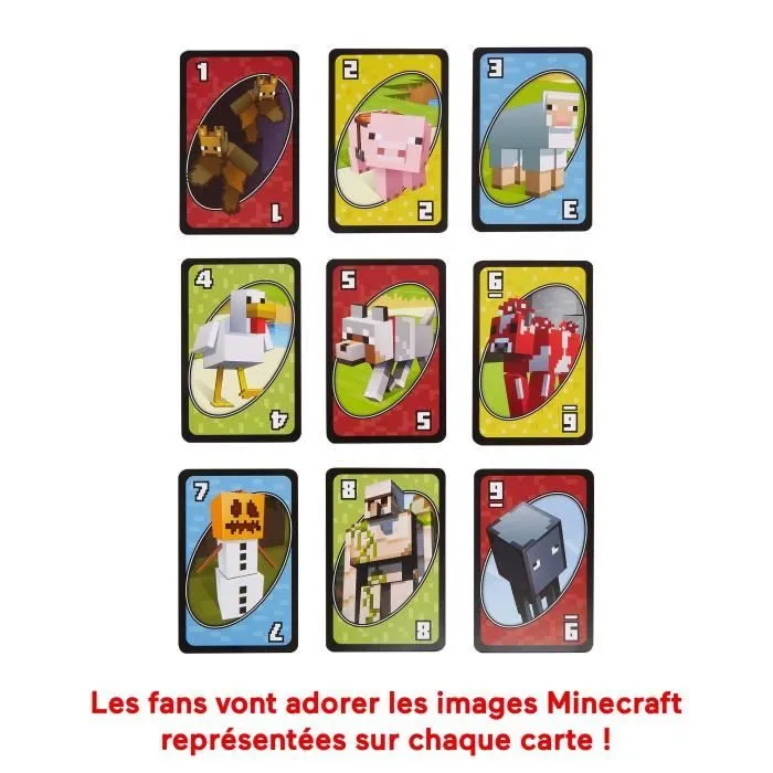 Mattel Games - Uno Minecraft - Jeu de cartes - Dès 7 ans - UNO - FPD61-3