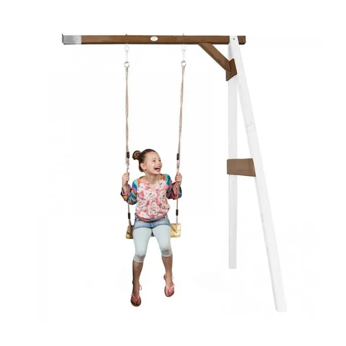 Portique mural en Bois FSC Blanc / Marron avec Balançoire Enfant - AXI - 1 Balançoire - Mixte - 160x171x207cm-2