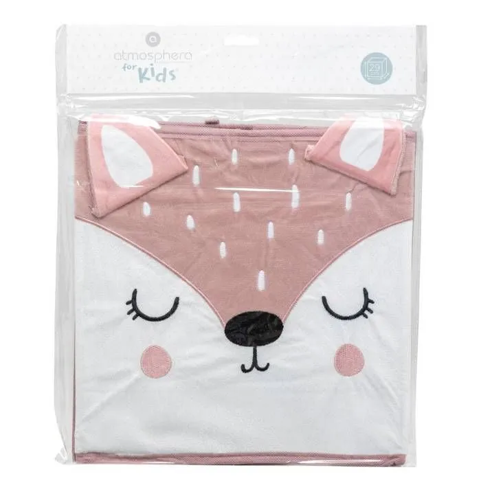Bac de rangement enfant - Atmosphera - Biche - 29x29 cm - Carton - Rose-1